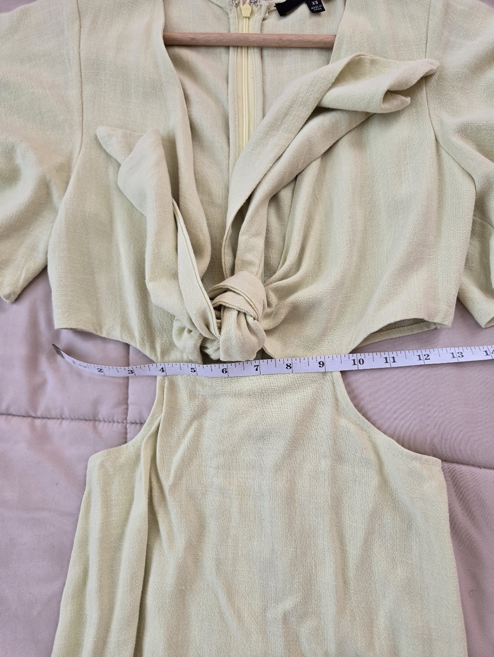 Lulu's Summer Journey Light Green / Lime Tie-Front Cutout Midi Dress - Picture 8 of 9